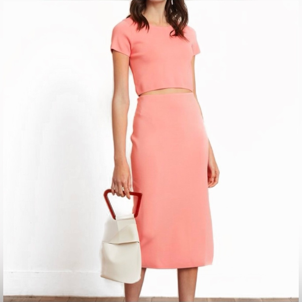 LUCY PARIS Lolo Knit Top and Skirt Elegant Pink Coral XS